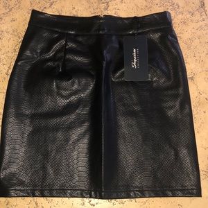 Faux snake print leather skirt